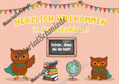 Willkommensplakate für die Eulenklasse (Arbeitsblatt 04)