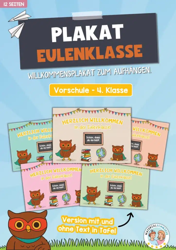 Willkommensplakate für die Eulenklasse