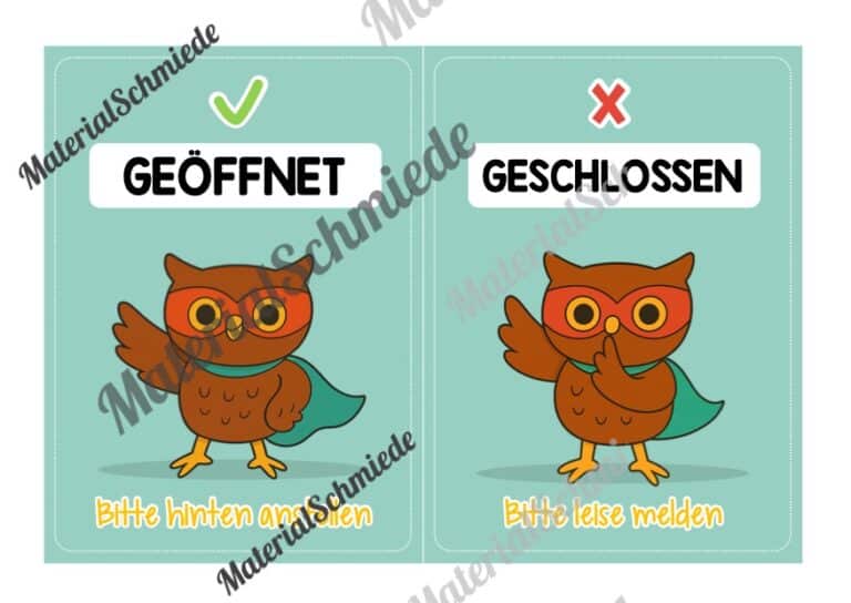 Pultkarten für die Eulenklasse (Arbeitsblatt 08)