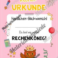 Rechenpass & Rechenurkunde für die Eulenklasse (Arbeitsblatt 07)