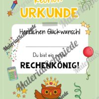 Rechenpass & Rechenurkunde für die Eulenklasse (Arbeitsblatt 08)