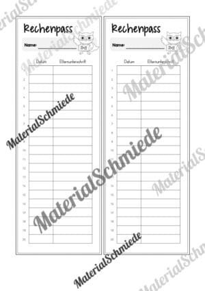 Rechenpass & Rechenurkunde für die Eulenklasse (Arbeitsblatt 13)