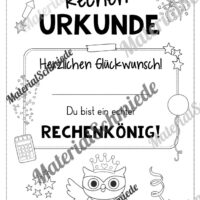Rechenpass & Rechenurkunde für die Eulenklasse (Arbeitsblatt 14)