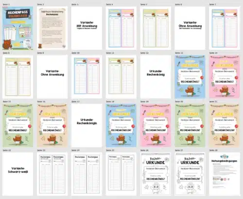 Rechenpass & Rechenurkunde für die Eulenklasse (Überblick)