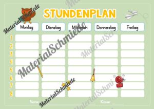 Stundenplan für die Eulenklasse (Arbeitsblatt 04)