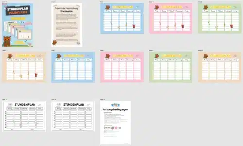 Stundenplan für die Eulenklasse (Überblick)