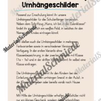 Umhängeschilder zur Einschulung für die Eulenklasse (Arbeitsblatt 01)