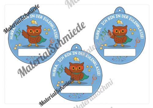 Umhängeschilder zur Einschulung für die Eulenklasse (Arbeitsblatt 02)