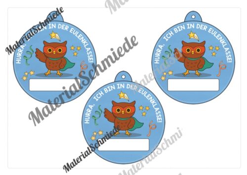 Umhängeschilder zur Einschulung für die Eulenklasse (Arbeitsblatt 08)