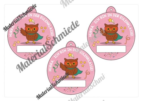 Umhängeschilder zur Einschulung für die Eulenklasse (Arbeitsblatt 09)