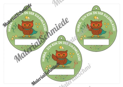 Umhängeschilder zur Einschulung für die Eulenklasse (Arbeitsblatt 10)