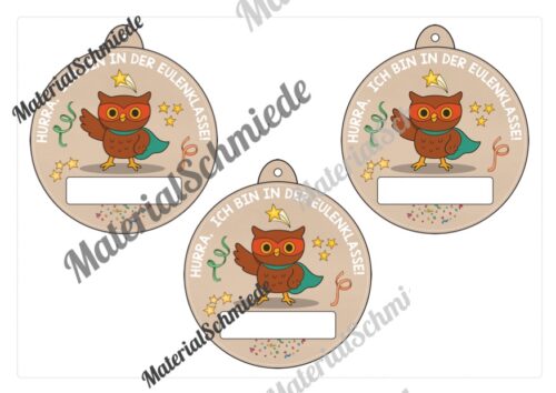 Umhängeschilder zur Einschulung für die Eulenklasse (Arbeitsblatt 11)