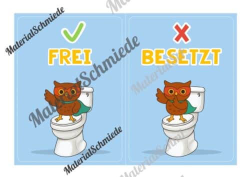 WC-Schilder / Toiletten-Ampel für die Eulenklasse (Arbeitsblatt 02)