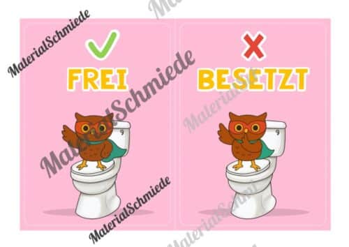 WC-Schilder / Toiletten-Ampel für die Eulenklasse (Arbeitsblatt 03)