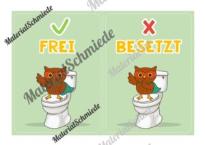WC-Schilder / Toiletten-Ampel für die Eulenklasse (Arbeitsblatt 04)