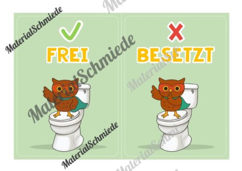 WC-Schilder / Toiletten-Ampel für die Eulenklasse (Arbeitsblatt 04)