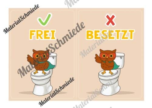 WC-Schilder / Toiletten-Ampel für die Eulenklasse (Arbeitsblatt 05)