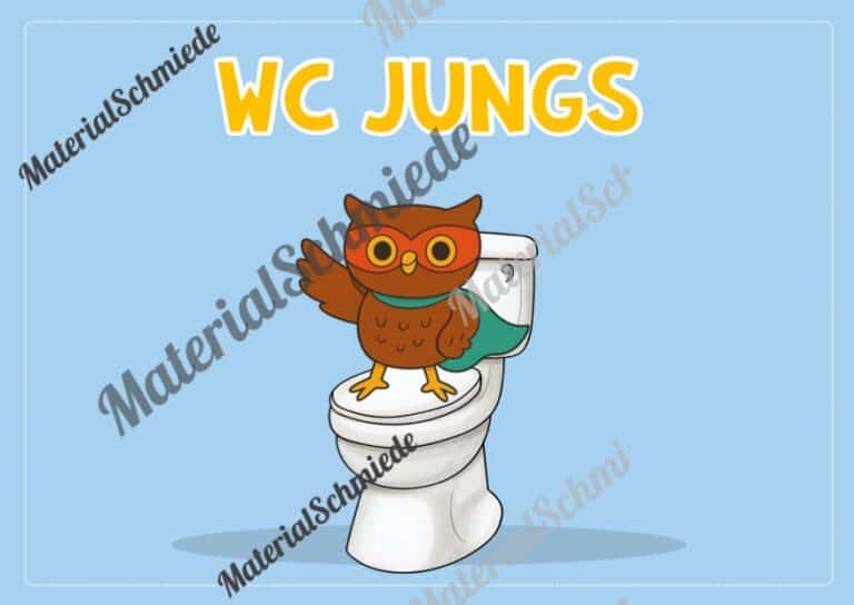 WC-Schilder / Toiletten-Ampel für die Eulenklasse (Arbeitsblatt 08)
