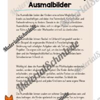 5 Ausmalbilder für die Fuchsklasse (Arbeitsblatt 01)