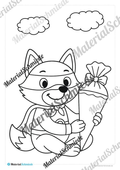 5 Ausmalbilder für die Fuchsklasse (Arbeitsblatt 03)