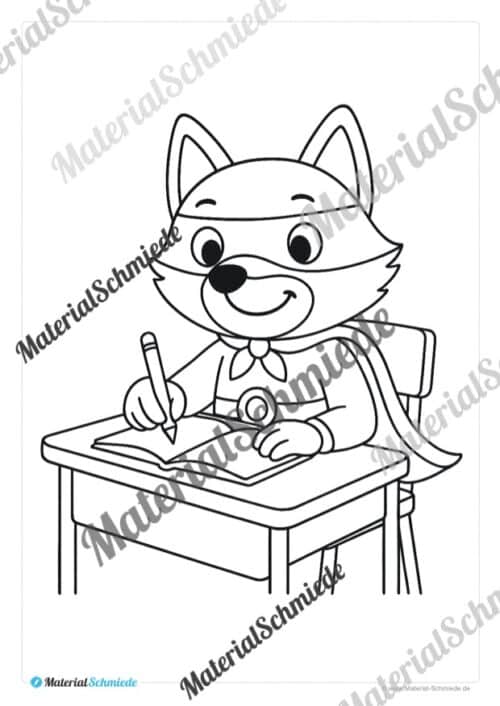 5 Ausmalbilder für die Fuchsklasse (Arbeitsblatt 04)