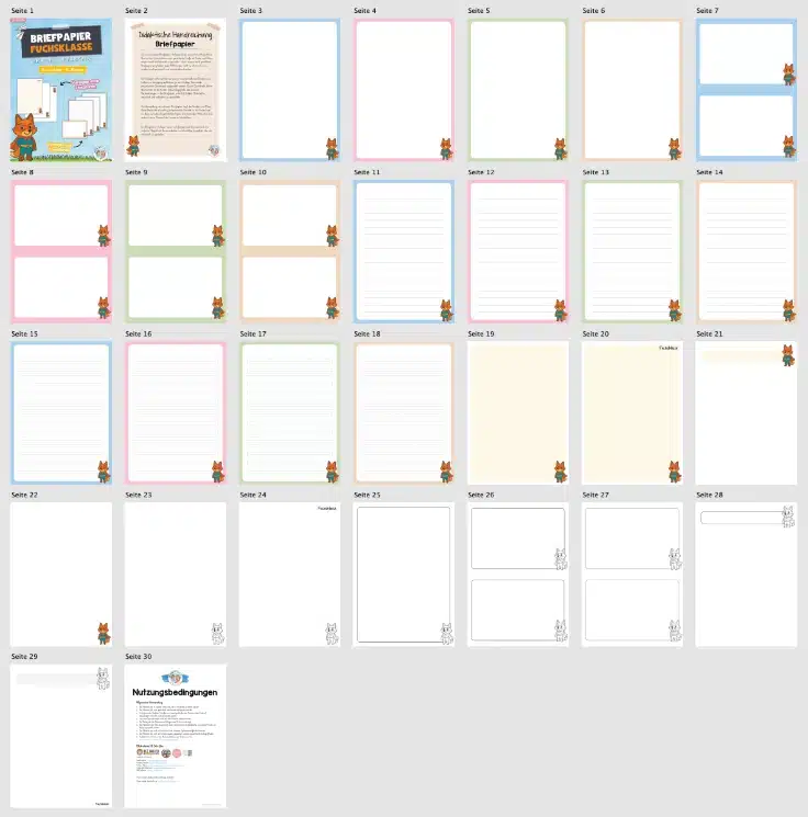 Briefpapier für die Fuchsklasse (Überblick)