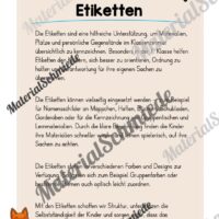 Etiketten für die Fuchsklasse (Arbeitsblatt 01)