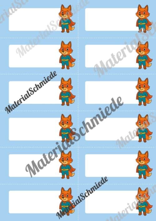 Etiketten für die Fuchsklasse (Arbeitsblatt 02)