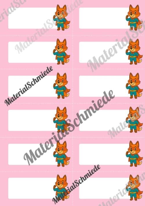 Etiketten für die Fuchsklasse (Arbeitsblatt 03)
