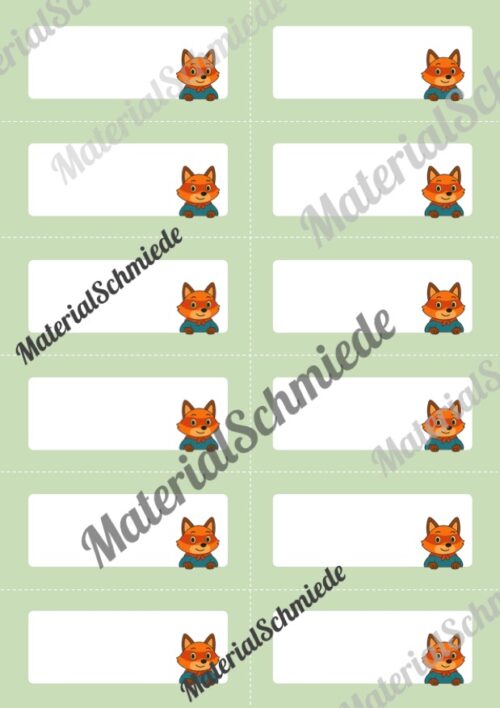 Etiketten für die Fuchsklasse (Arbeitsblatt 04)