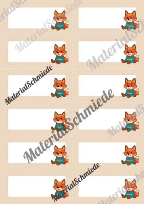 Etiketten für die Fuchsklasse (Arbeitsblatt 05)