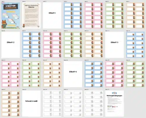 Etiketten für die Fuchsklasse (Überblick)