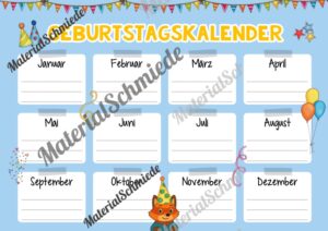 Geburtstagskalender für die Fuchsklasse (Arbeitsblatt 02)