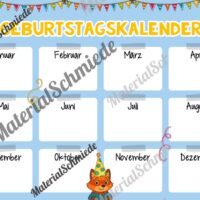 Geburtstagskalender für die Fuchsklasse (Arbeitsblatt 06)