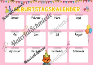 Geburtstagskalender für die Fuchsklasse (Arbeitsblatt 07)