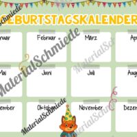 Geburtstagskalender für die Fuchsklasse (Arbeitsblatt 08)