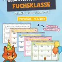 Geburtstagskalender für die Fuchsklasse (5 Vorlagen)