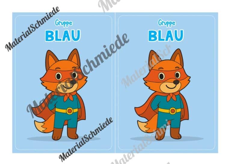 Gruppenschilder für die Fuchsklasse (Arbeitsblatt 01)