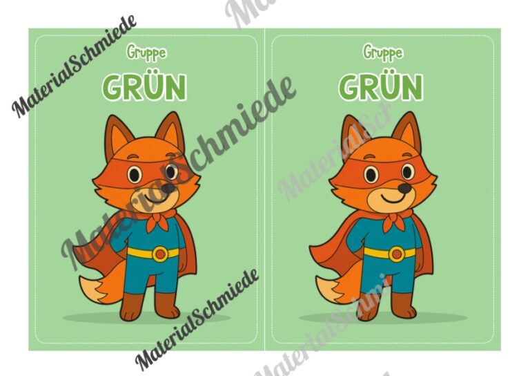 Gruppenschilder für die Fuchsklasse (Arbeitsblatt 02)
