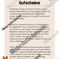 Gutscheine für die Fuchsklasse (Arbeitsblatt 01)
