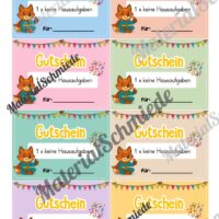 Gutscheine für die Fuchsklasse (Arbeitsblatt 03)