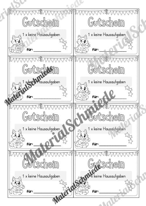 Gutscheine für die Fuchsklasse (Arbeitsblatt 05)