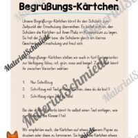 Begrüßungs-Kärtchen für die Fuchsklasse (Arbeitsblatt 01)