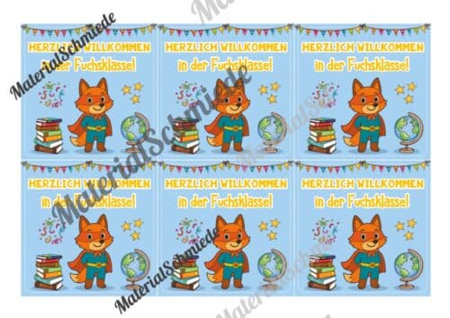 Begrüßungs-Kärtchen für die Fuchsklasse (Arbeitsblatt 02)