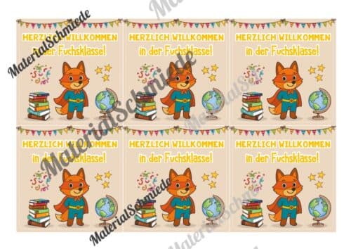 Begrüßungs-Kärtchen für die Fuchsklasse (Arbeitsblatt 03)