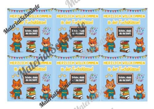 Begrüßungs-Kärtchen für die Fuchsklasse (Arbeitsblatt 04)