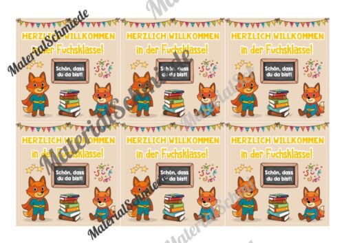 Begrüßungs-Kärtchen für die Fuchsklasse (Arbeitsblatt 05)