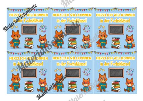 Begrüßungs-Kärtchen für die Fuchsklasse (Arbeitsblatt 06)