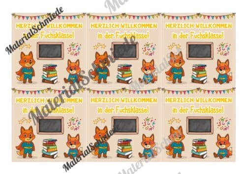 Begrüßungs-Kärtchen für die Fuchsklasse (Arbeitsblatt 07)