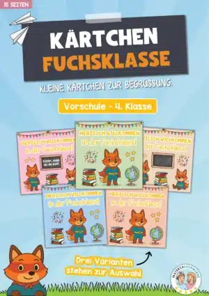 Begrüßungs-Kärtchen für die Fuchsklasse